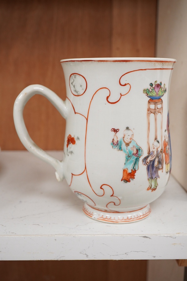 An 18th century Chinese export famille rose mug- 15cm high
